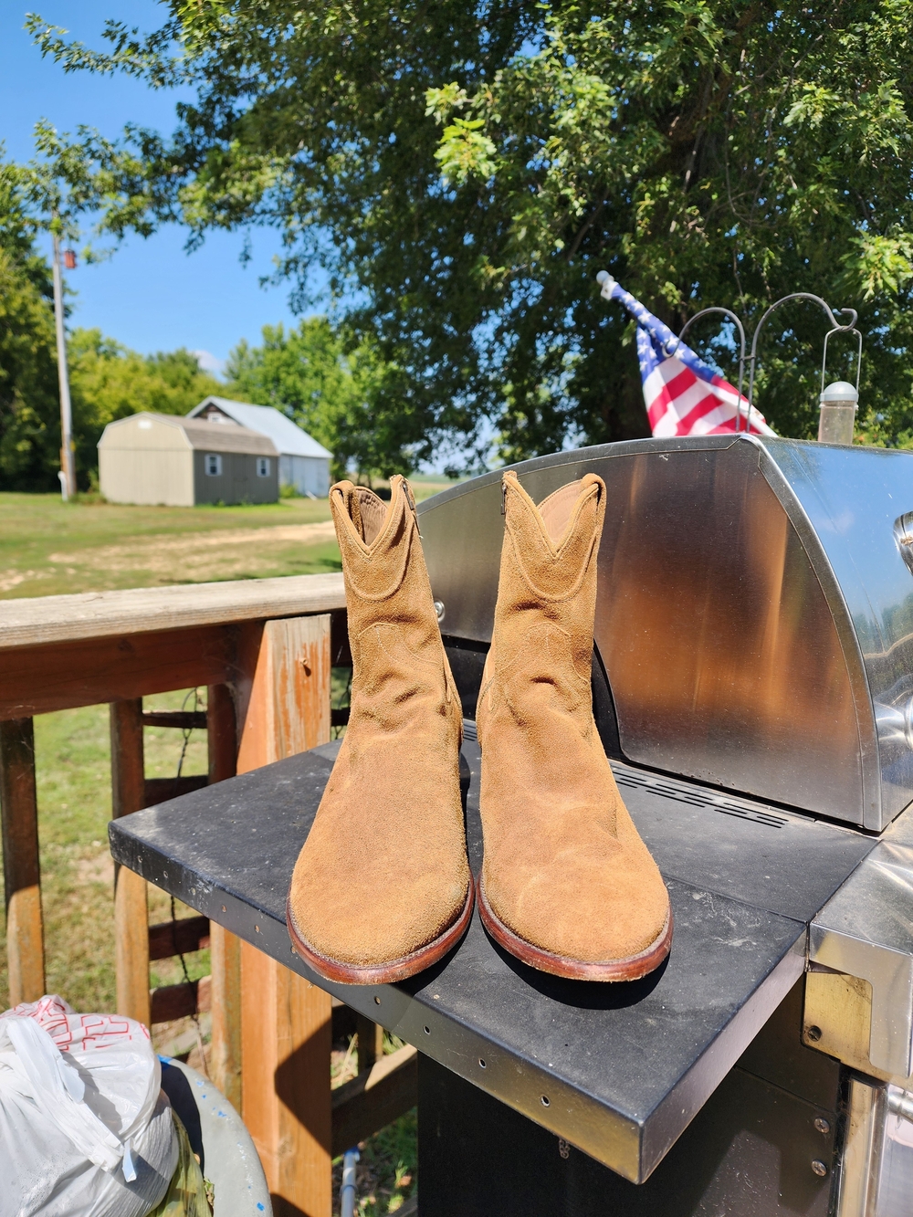 Tecovas Tan Suede Mid-Calf Western Boots